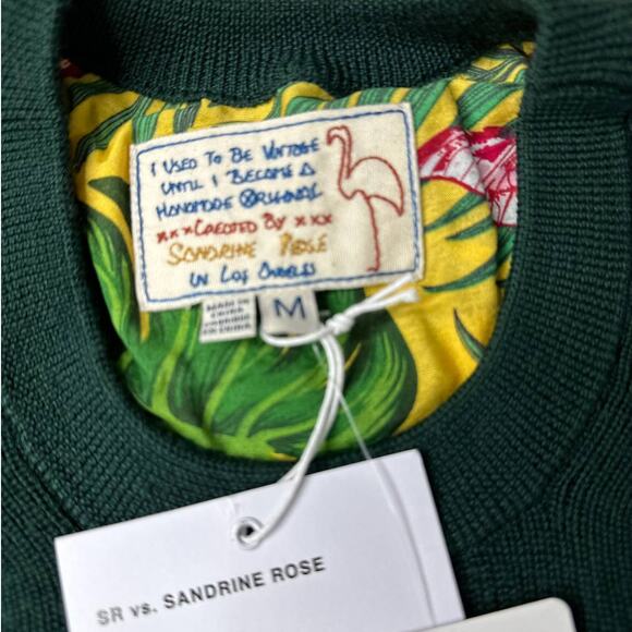 Sandrine Rose Butterfly Fern Wool Mixed Media Sweater Oversized Women M NWT - Picture 2 of 11